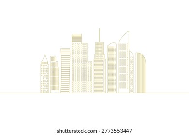 golden impressive towering modern skyline buildings background vector