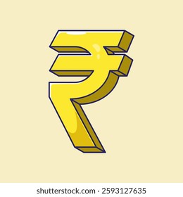 Golden indian currency rupee icon and symbol cartoon illustration vector with flat style concept isolated on background