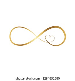 golden infinity sign, vector illustration