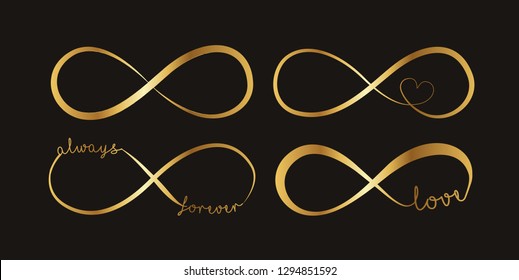 golden infinity sign, vector illustration