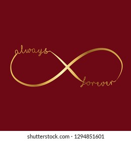 golden infinity sign, vector illustration