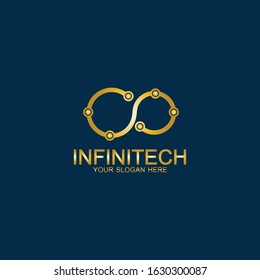 Golden Infinity Technology Logo. Symbol & Icon Vector Template.