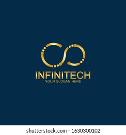 Golden Infinity Technology Logo. Symbol & Icon Vector Template.