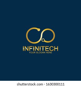 Golden Infinity Technology Logo. Symbol & Icon Vector Template.