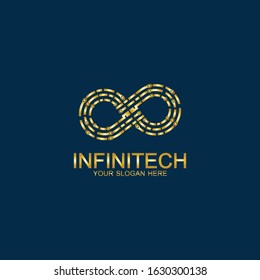 Golden Infinity Technology Logo. Symbol & Icon Vector Template.