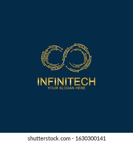 Golden Infinity Technology Logo. Symbol & Icon Vector Template.