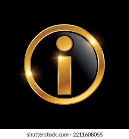 Golden Info Sign Vector Icon Illustration in black background for luxury symbol
