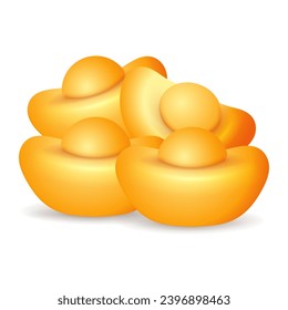 Golden ingots vector illustration with transparent background
