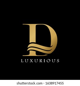 Golden  Initial D Letter Logo Luxury,  creative vector design concept for luxuries business indentity.