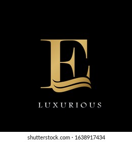 Golden  Initial E Letter Logo Luxury,  creative vector design concept for luxuries business indentity.