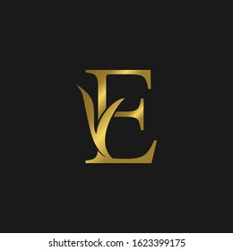 Golden  Initial E Letter Luxury Logo vector design.