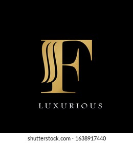 Golden  Initial F Letter Logo Luxury,  creative vector design concept for luxuries business indentity.