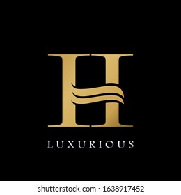 Golden  Initial H Letter Logo Luxury,  creative vector design concept for luxuries business indentity.