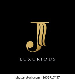 Golden  Initial J Letter Logo Luxury,  creative vector design concept for luxuries business indentity.