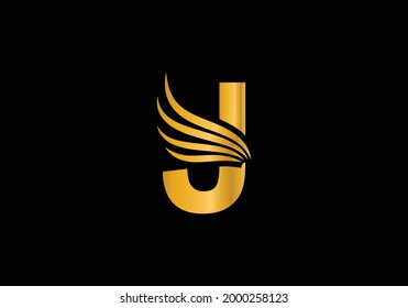 Logotipo De Letra Golden Inicial J Con Plantilla De Vector De Typografía Empresarial Moderna Creativa. Concepto de logotipo de Falcon