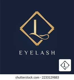 Golden Initial L Letter and Lash for Cosmetic, Beauty, Makeup Store Business Logo Idea Template