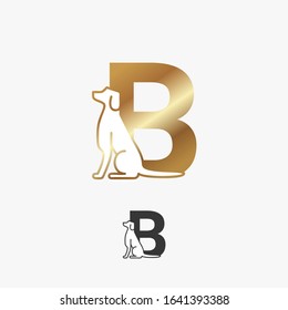 golden initial letter B with dog 