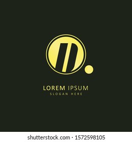 Golden initial letter d logo with circle element, design vector symbol template element