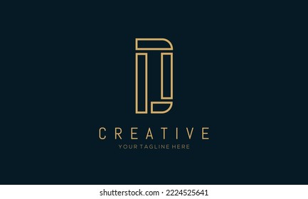Golden Initial Letter D Logo Design mit Circle Element. Linked Typografie D Dot Letter Logo Design.