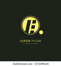 Golden initial letter e logo with circle element, design vector symbol template element