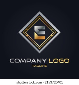 Golden Initial Letter e Luxury Logo Icon, Vintage Gold Letter Logo Design