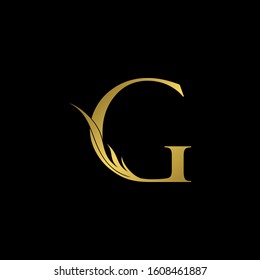 Golden Initial Letter G logo icon, simple vector design concept wing with letter for initial, luxury business indentity.