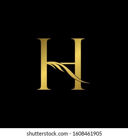 Golden Initial Letter H logo icon, simple vector design concept wing with letter for initial, luxury business indentity.