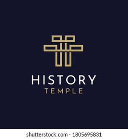 Golden Initial Letter H T, Monogram TH HT with Gold Line Luxury Elegant Classic logo design