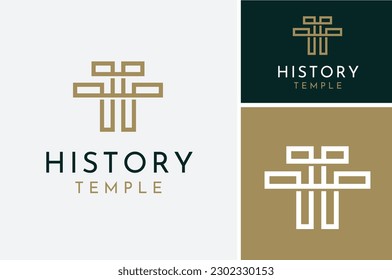 Golden Initial Letter H T, Monogram TH HT with Gold Line Luxury Elegant Classic logo design