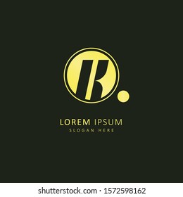 Golden initial letter k logo with circle element, design vector symbol template element