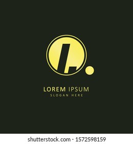 Golden initial letter l logo with circle element, design vector symbol template element