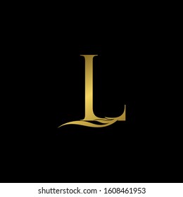 Golden Initial Letter L logo icon, simple vector design concept wing with letter for initial, luxury business indentity.