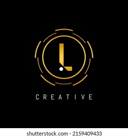 Diseño del logotipo Golden First Letter L con elemento Circle. Diseño del logotipo de la carta de punto L de tipografía vinculada.
