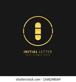 Golden Initial Letter i Logo design vector with circle element
