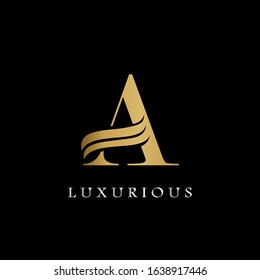 Golden  Initial A Letter Logo Luxury,  creative vector design concept for luxuries business indentity.