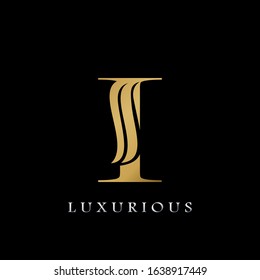 Golden  Initial I Letter Logo Luxury,  creative vector design concept for luxuries business indentity.