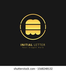 Golden Initial Letter m Logo design vector with circle element