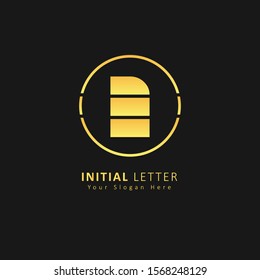 Golden Initial Letter n Logo design vector with circle element