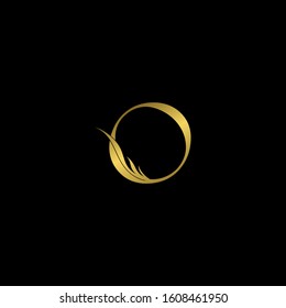 Golden Initial Letter O logo icon, simple vector design concept wing with letter for initial, luxury business indentity.