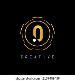 Golden Initial Letter O Logo Design mit Circle Element. Linked Typografie O Dot Letter Logo Design.