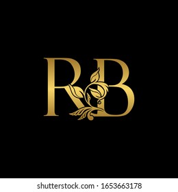 Golden Initial Letter R and B, RB Luxury Logo Icon, Vintage Gold  Letter Logo Design Template