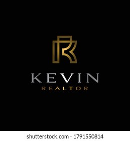 Golden Initial Letter R K, Gold Monogram RK KR Elegant Classic Luxury Premium logo design