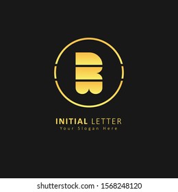 Golden Initial Letter r Logo design vector with circle element