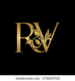 Golden Initial Letter R and V, RV Luxury Logo Icon, Vintage Gold Letter Logo Design Template