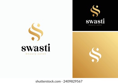 Golden Initial Letter S or SS with Golden Color for Beauty Elegant Luxury logo design