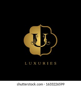 Golden Initial Letter U Luxury Logo  vector design for luxuries business identity.