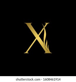 Golden Initial Letter X logo icon, simple vector design concept wing with letter for initial, luxury business indentity.