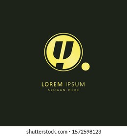 Golden initial letter y logo with circle element, design vector symbol template element