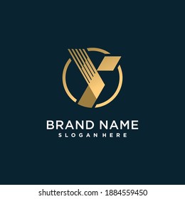 Goldener Anfangsbuchstabe Y Logo-Designvorlage für Unternehmen oder Personen Premium Vector Teil 2