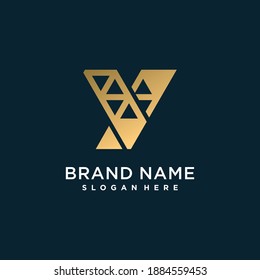 Plantilla de diseño del logotipo de la letra inicial dorada Y para la empresa o persona Premium Vector parte 1